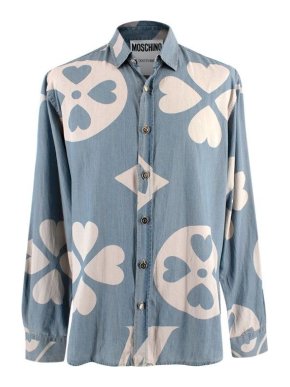 Moschino Couture Blue Heart-print Shirt