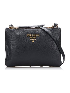 Prada Vitello Daino Double Zip Crossbody Bag
