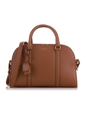 Saint Laurent Brown Leather Lock Baby Duffle Bag