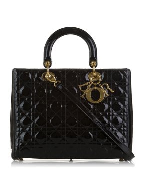 Patent Cannage Large Lady Dior Top Handle Bag