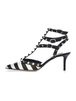 Valentino Garavani Striped Leather Rockstud Pumps