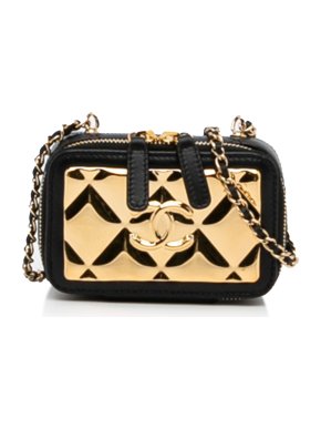 Chanel CC Quilted Golden Plate Vanity Crossbody Bag