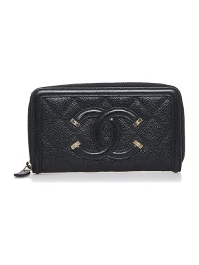 Chanel CC Caviar Filigree Zip Around Wallet