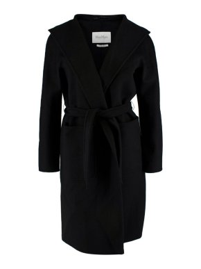 MaxMara Black Cashmere Belted Coat