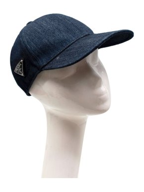Prada Denim Logo Plaque Baseball Cap