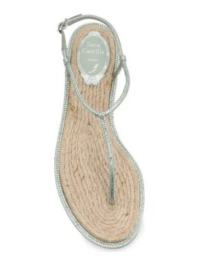 Rene Caovilla Green Crystal-Embellished Flat Sandals