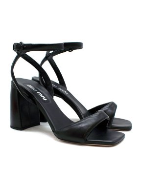 Miu Miu Black Padded Leather Block Heel Sandals