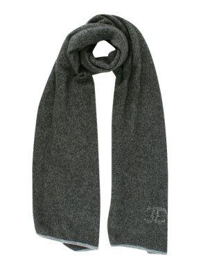 Chanel Grey Cashmere Metallic Scarf