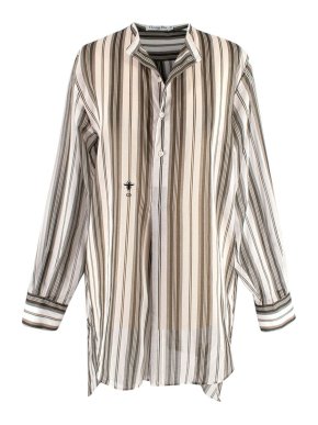 Dior Khaki & White Striped Cotton High-Low Tunic