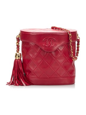 Chanel CC Matelasse Vintage Red Leather Vanity Bag