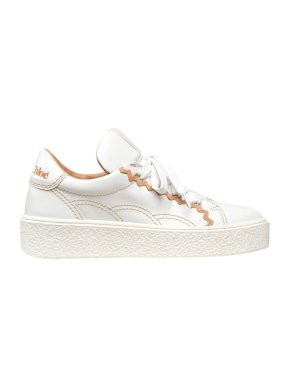 Chloe Sevy Contrast Stitch White Leather Sneakers