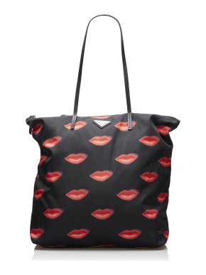 Prada Tessuto Lip Stampato Tote Bag