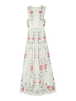 Zimmermann Floral Embroidered Lace Trimmed Maxi Dress