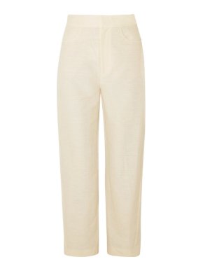 Toteme Novara Cotton And Linen-blend Straight-leg Trousers