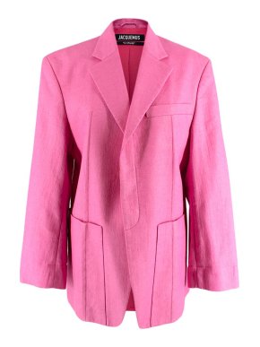 Jacquemus Pink Linen Oversized Blazer