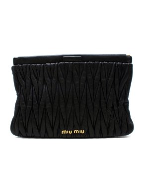 Miu Miu Black Nappa Matelasse Clutch Bag