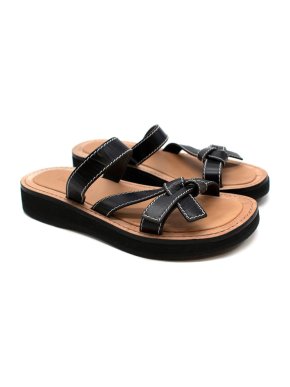 Loewe Black Leather Gate Chunky Sandals