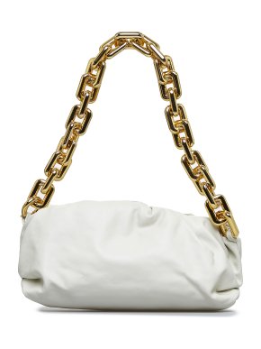 Bottega Veneta The Chain Pouch White Leather Shoulder Bag