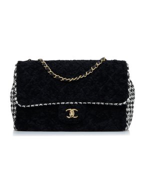 Chanel Shearling & Houndstooth CC Turnlock Flap Bag
