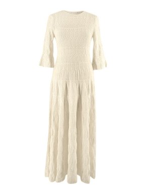 Dior Cream Virgin Wool Macrame Lace Knitted Dress