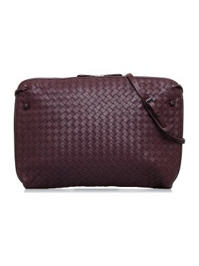 Bottega Veneta Burgundy Nappa Intrecciato Nodini Crossbody Bag