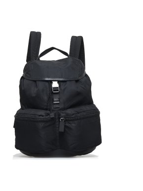 Prada Black Tessuto Multi Pocket Backpack