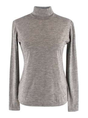 Akris Grey Fine Knit Cashmere & Silk Turtleneck Jumper