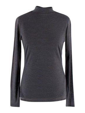 Boss Charcoal Wool Mock Neck Top