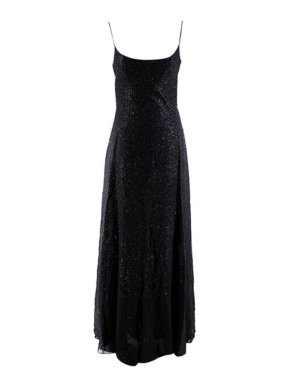 Valentino Black Silk Blend Embroidered Textured Gown