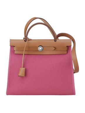Hermes Pink Canvas & Naturel Vachetta Herbag Zip 31 PHW