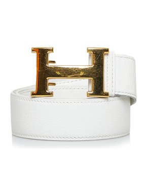 Hermes White Chevre Constance Belt