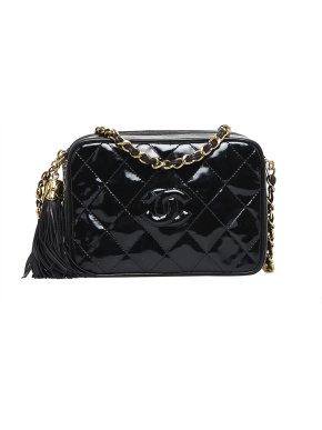 Chanel CC Patent Leather Quilted Crossbody Bag