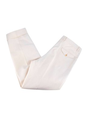 Hermes Cream Cotton Cuffed Trousers