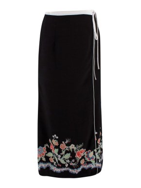 Rixo Black Peony Dylan Midi Skirt