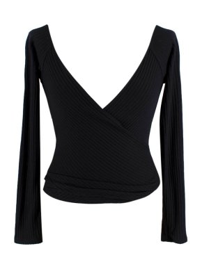 Reformation Minnie Surplice Black Organic Cotton Top