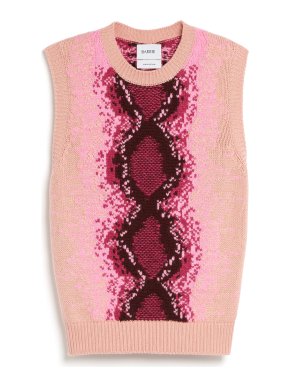 Barrie Python Intarsia Cashmere Sleeveless Top