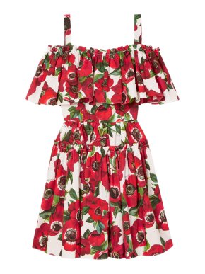 Dolce & Gabbana Anenome Printed Cotton Poplin Dress