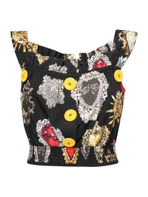 Dolce & Gabbana Sacred Heart Printed Cotton Poplin Top