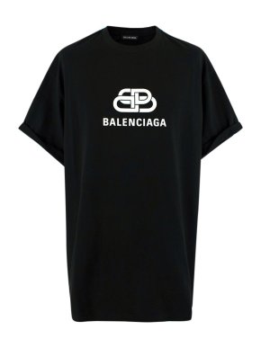 Balenciaga Logo Printed Black Cotton T-Shirt