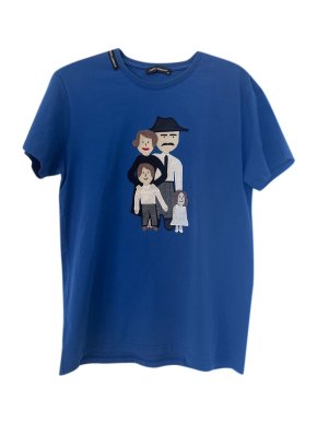 Dolce & Gabbana DG Family Embroidered Blue Cotton T-Shirt