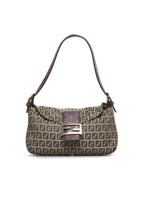 Fendi Zucchino Double Flap Baguette Bag