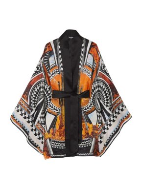 Balmain St Cuiqui Couleur Printed Black Silk Kimono