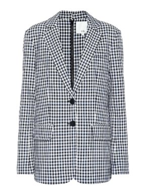 Tibi Gingham Checked Zip Back Oversized Blazer