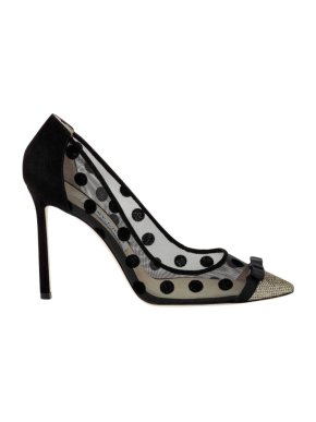 Jimmy Choo Polka Dot Mesh Bow Detail Pumps