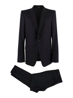 Alexander McQueen Black Single Breasted Micro Polka Dot Suit