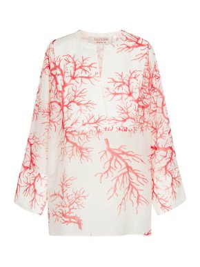 Valentino Archive '69 Printed Cotton Coral Voile Top