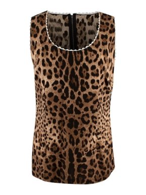 Dolce & Gabbana Silk Blend Leopard Print Sleeveless Top