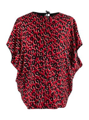 Louis Vuitton Red Leopard Print Silk Blouse