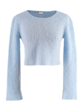 Saint Laurent Blue Mohair Cropped Jumper