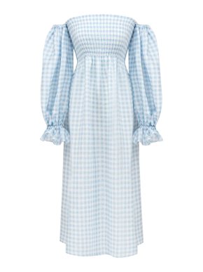 Sleeper Atlanta Gingham-Check Midi Dress